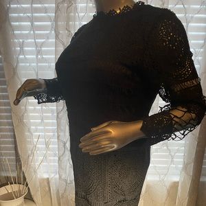 Black Boohoo Lace Panelled Dress